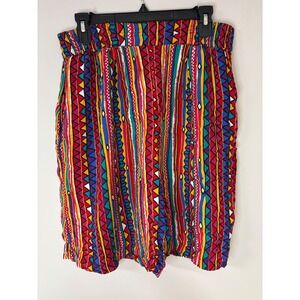 Laura‎ Katherine Vintage 90s Colorful Striped Rayon Shorts Size 34